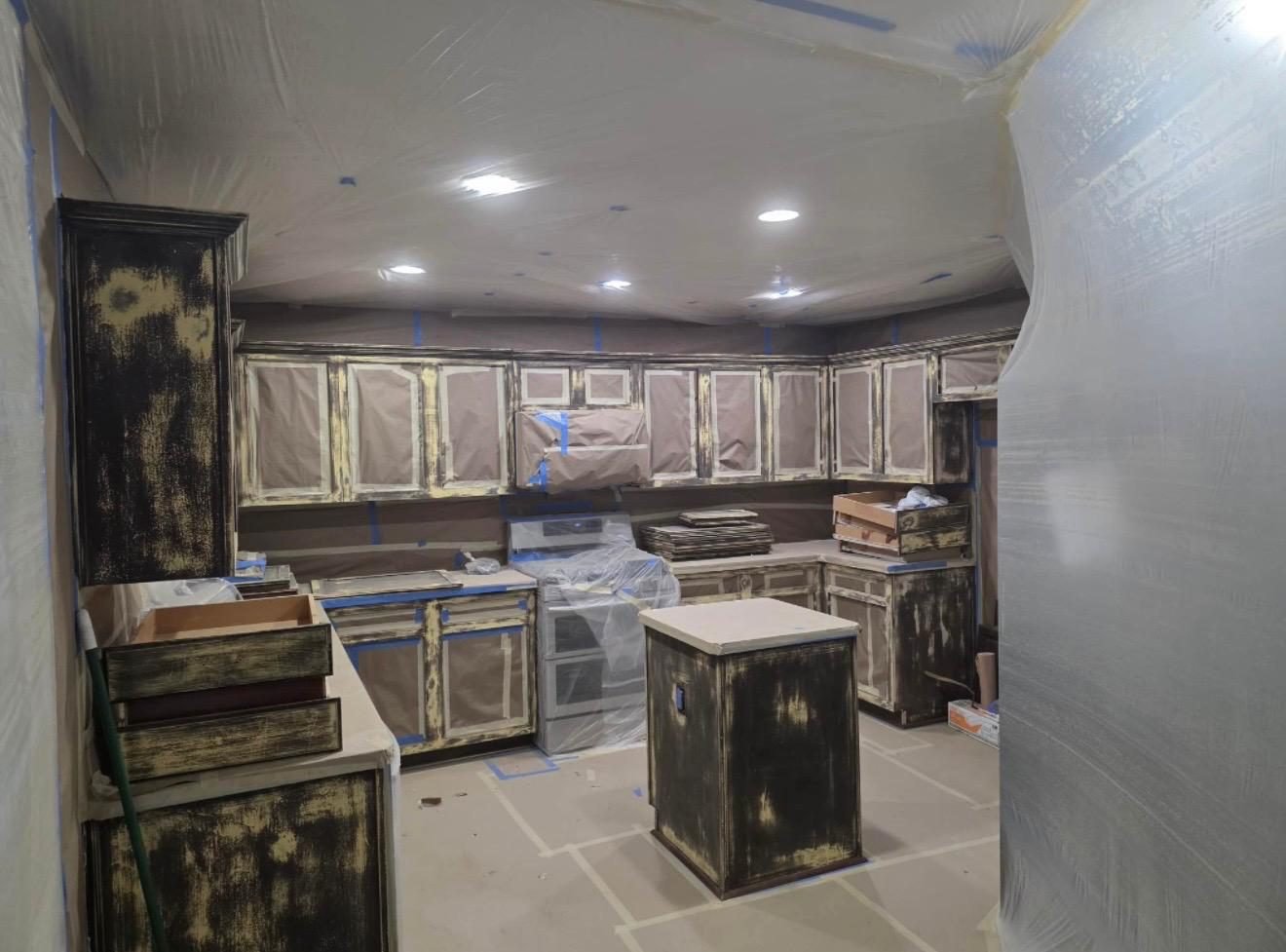 Kitchen cabinets before painting