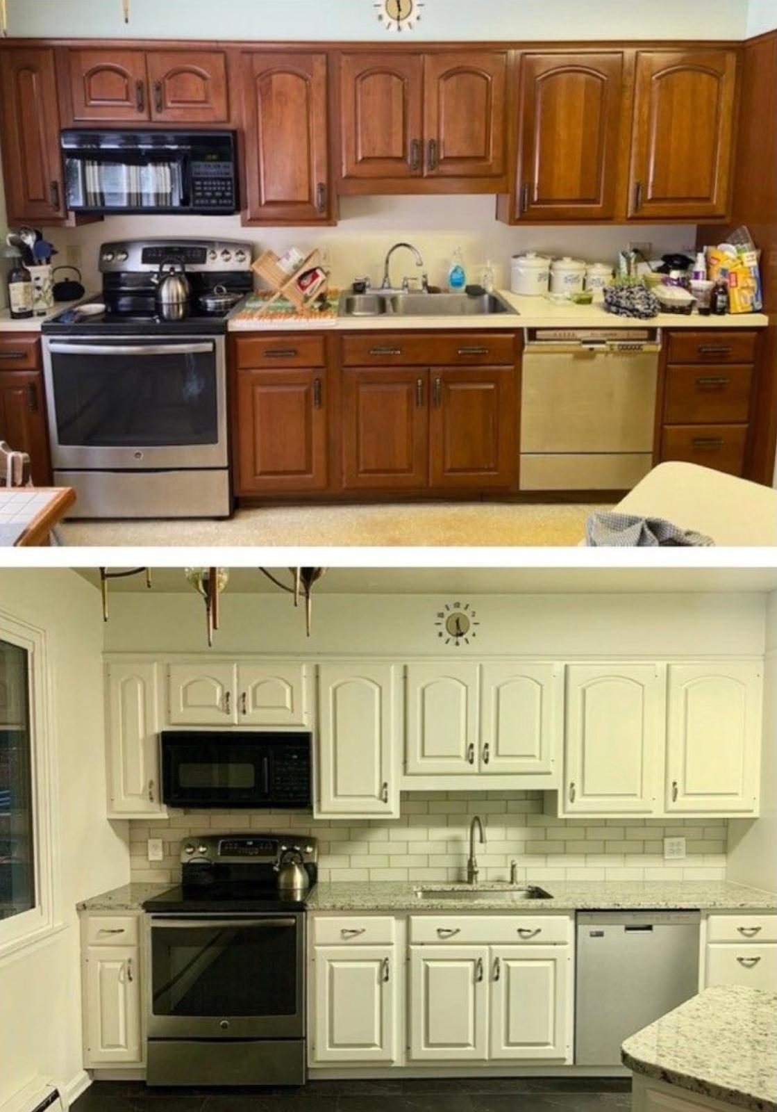 Kitchen cabinets painted white