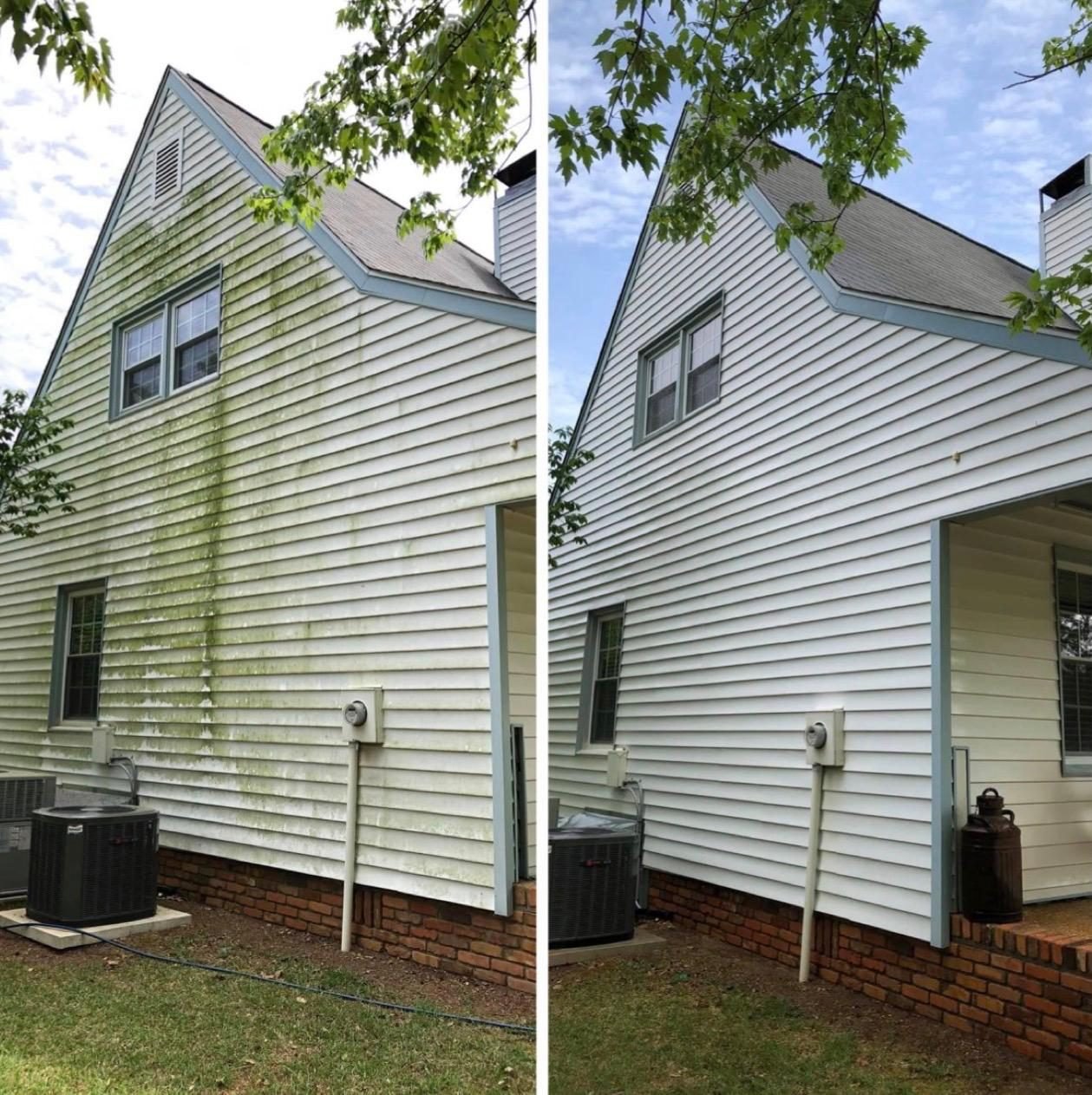 Siding cleaned with pressure washing